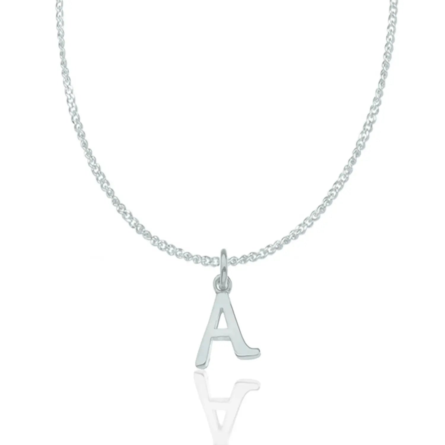 white gold letter necklace on a white background