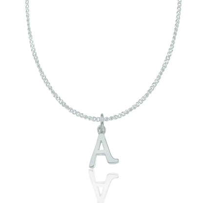 white gold letter necklace on a white background