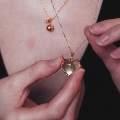 Solid Gold Heart Diamond Locket + Photos