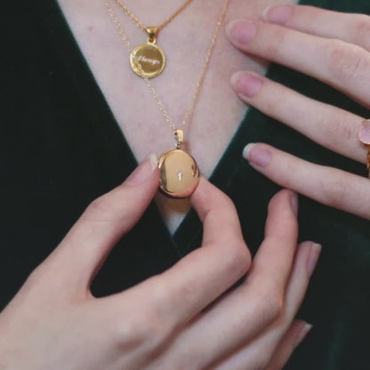 Solid Gold Round Diamond Locket + Photos