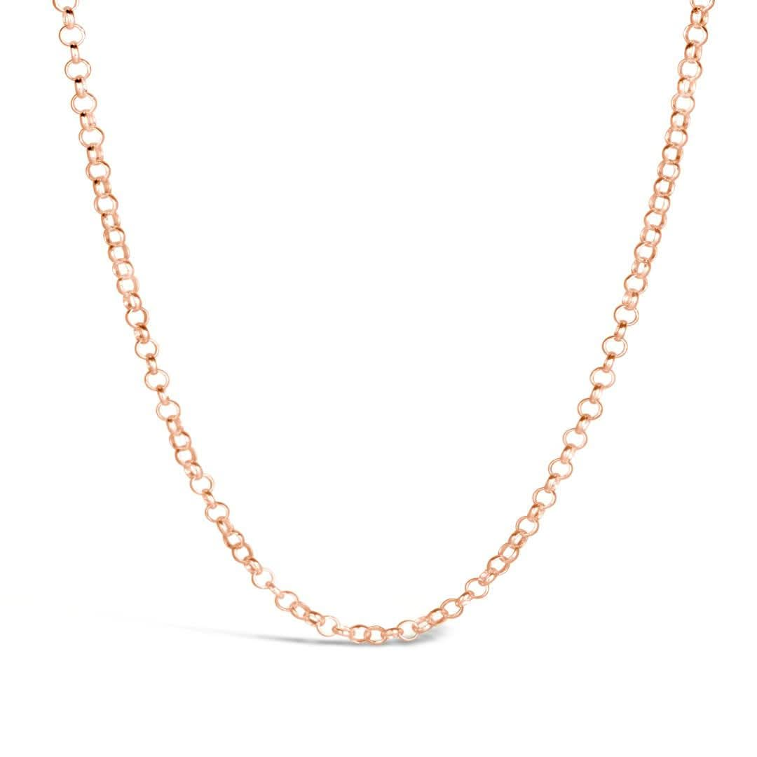 rose gold belcher chain on a white background