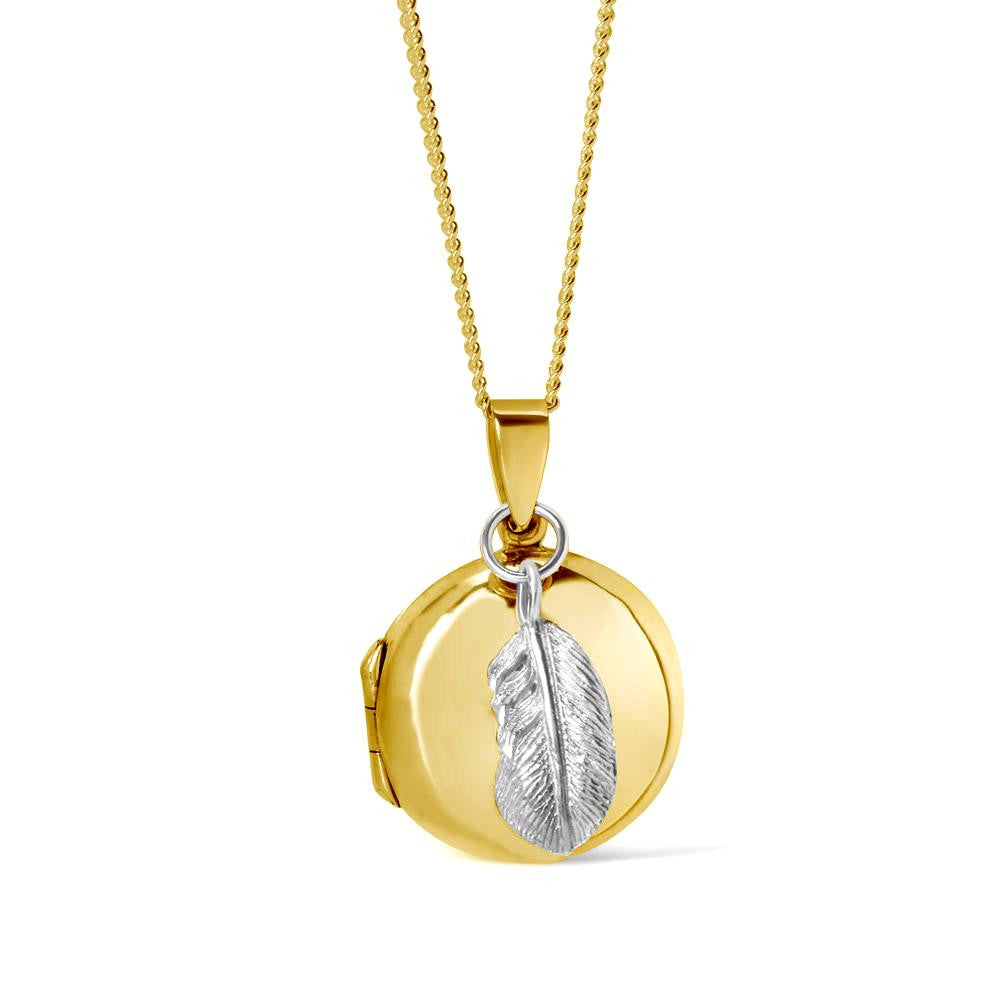LILY BLANCHE Gold Feather Picture Locket closed
