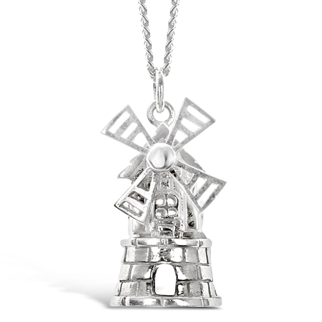magical windmill charm in silver on a white background