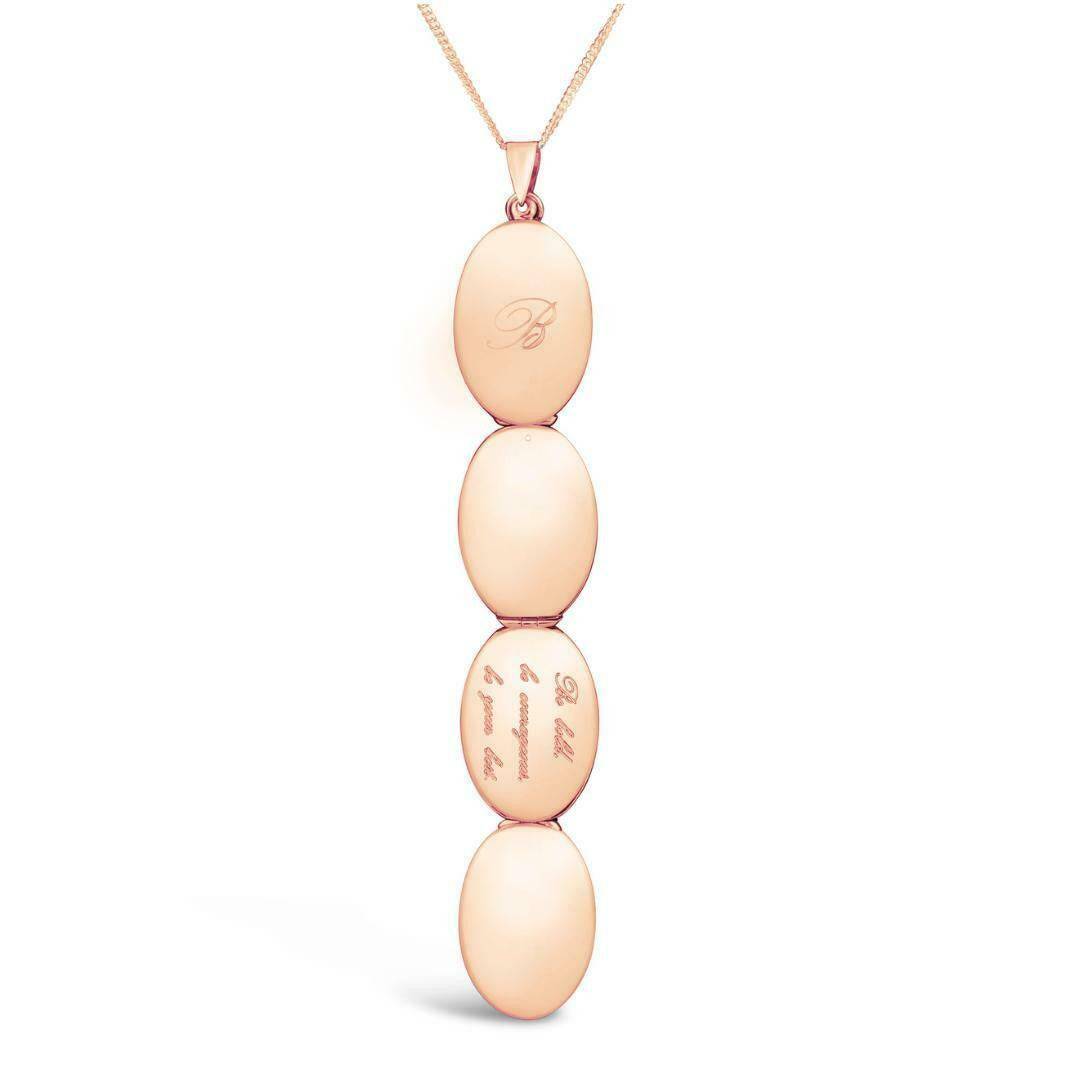 Lily Blanche rose gold oval shaped locket with engraved message