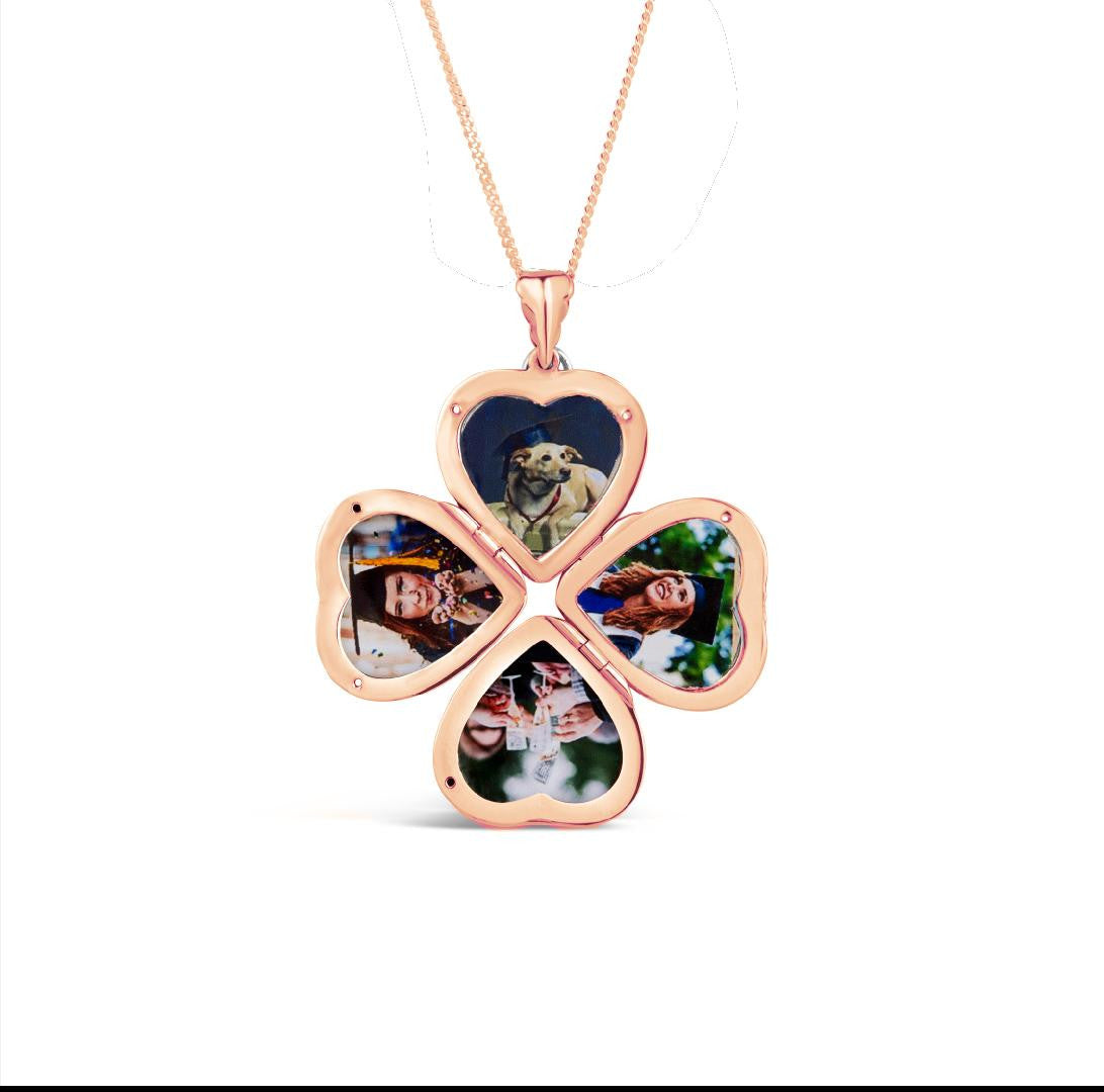 Lily Blanche rose gold heart shaped locket with four photos