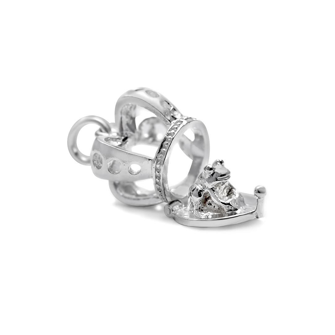 opened magical charm crown in silver on a white background