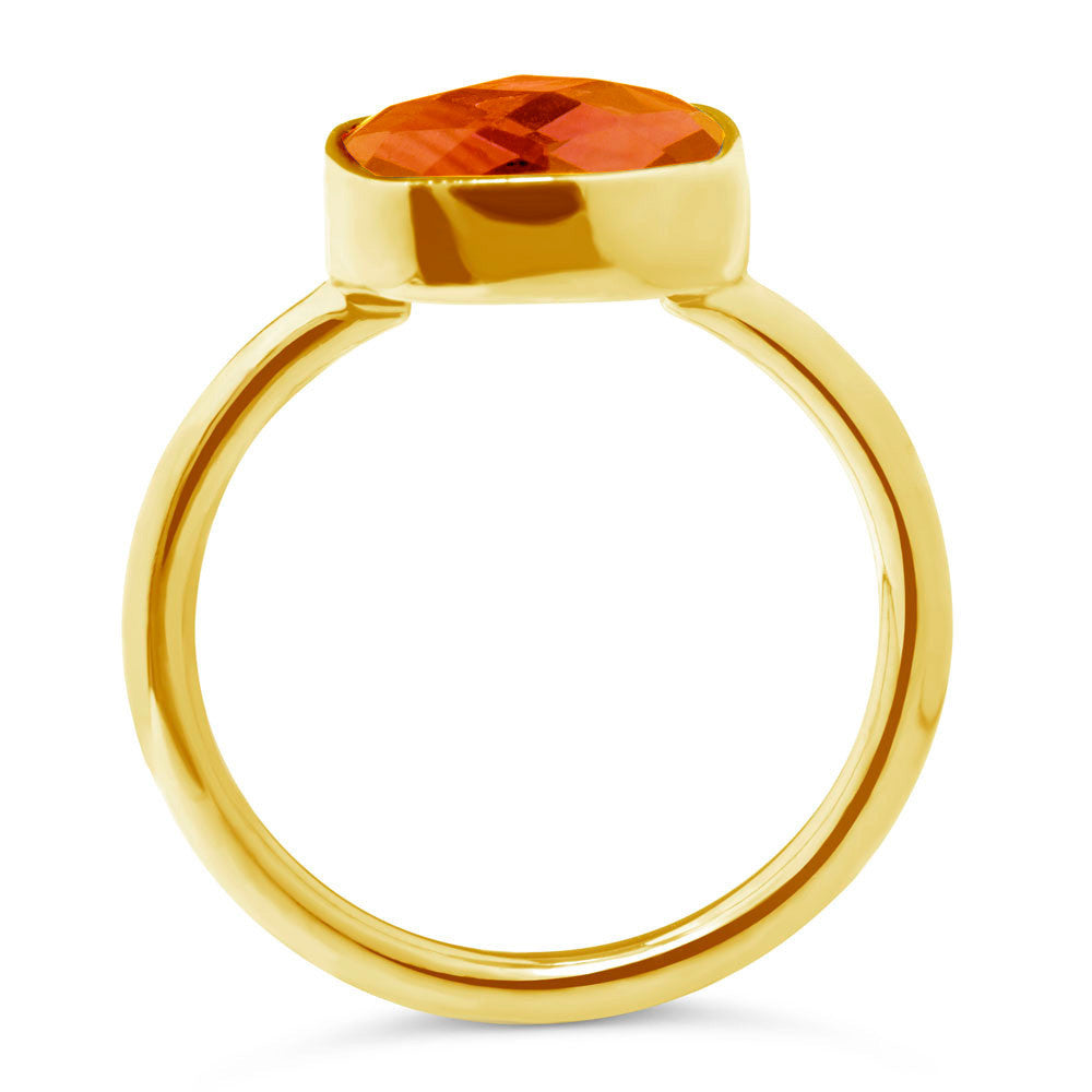 carnelian cocktail ring in gold on a white background