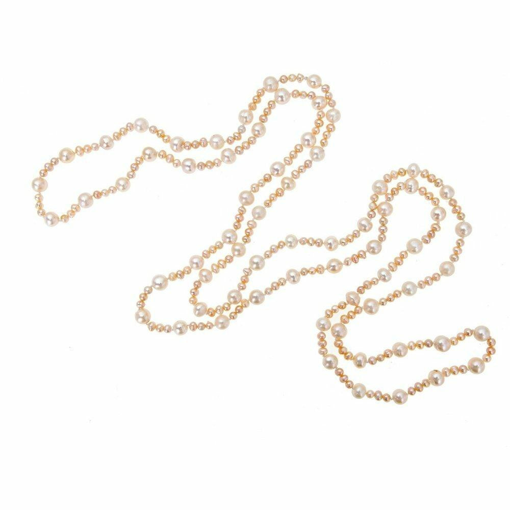 eternal pearl necklace in champagne on a white background