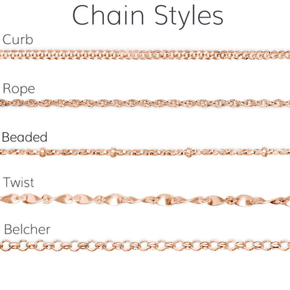grid of chain styles on a white background