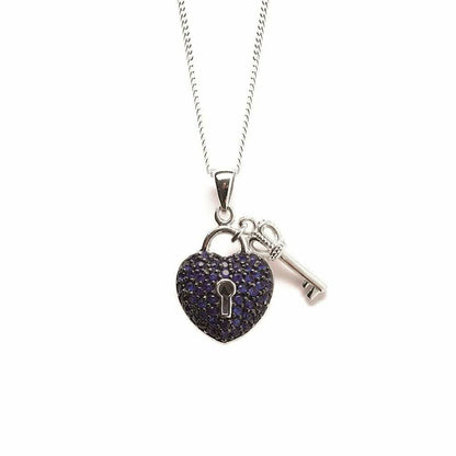 key to my heart pendant in blue on a white background