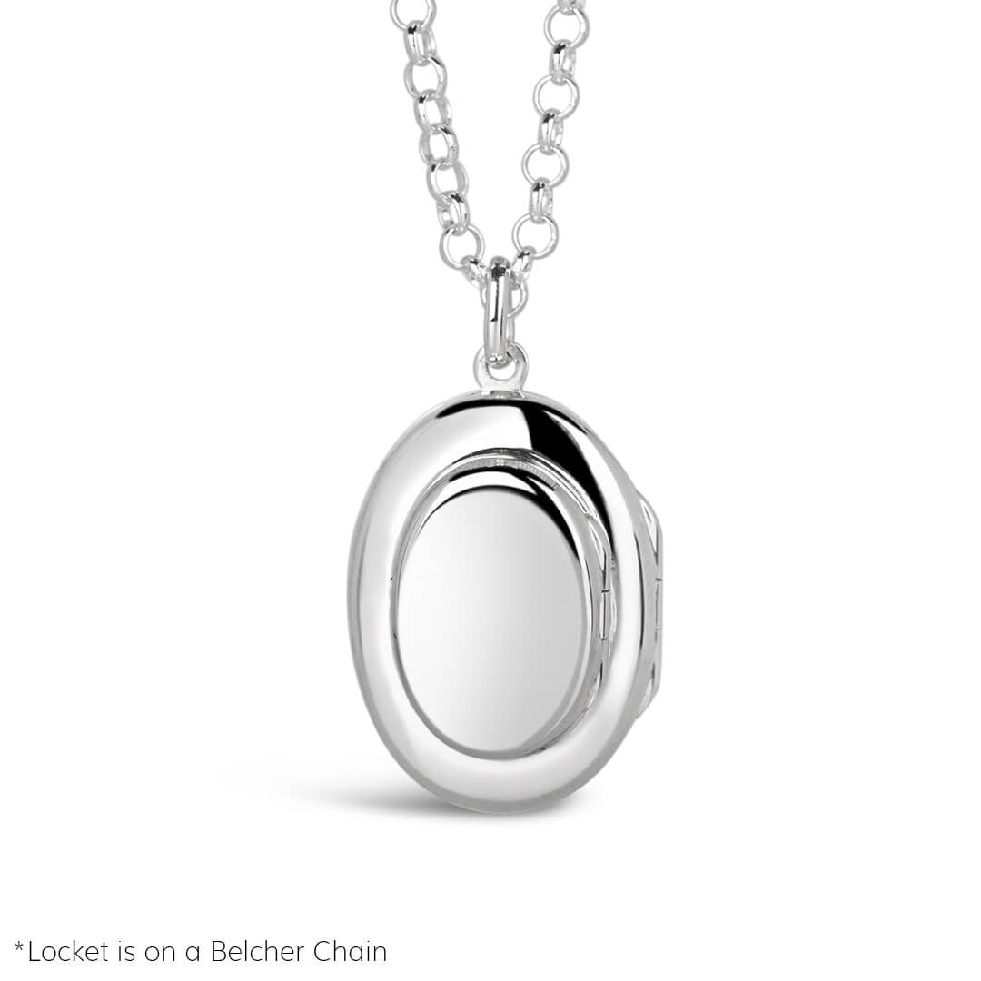 mum locket in silver on a belcher chain