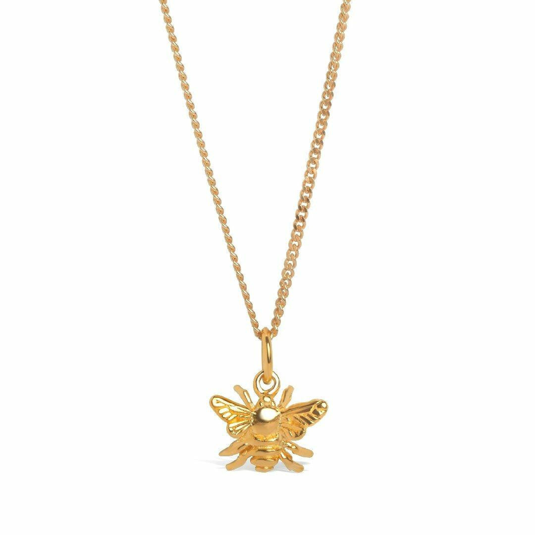 men's bee pendant in gold on a white background