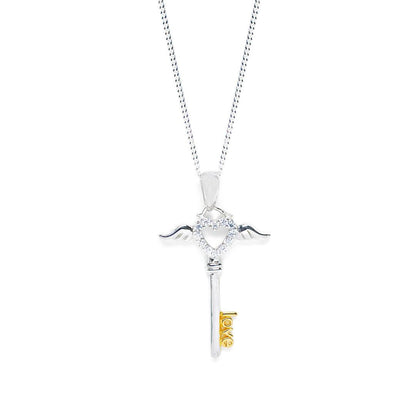 Silver Angel Key Pendant