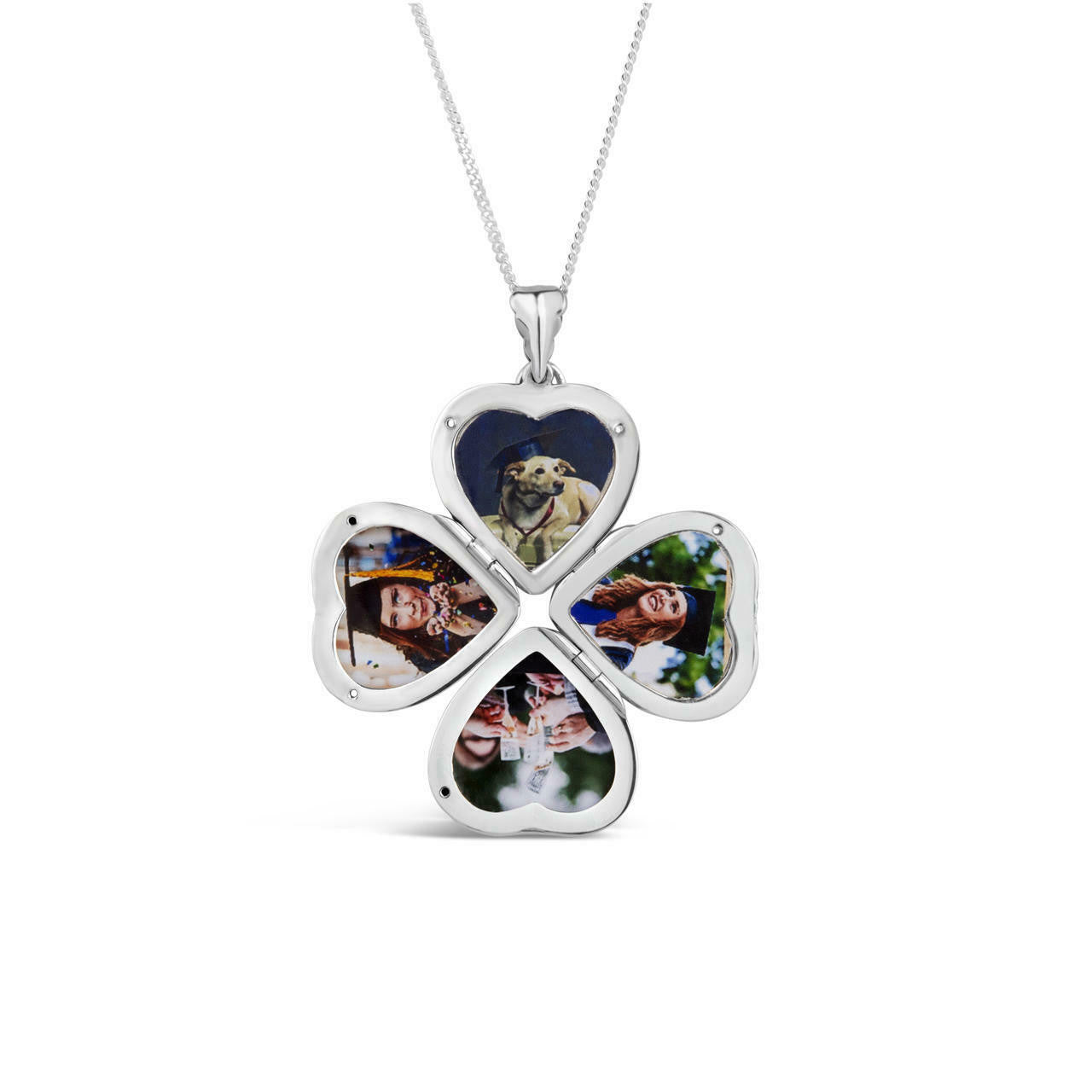 Lily Blanche silver heart shaped locket with four photos