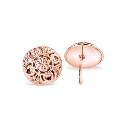 rose gold memory keeper earrings on a white background