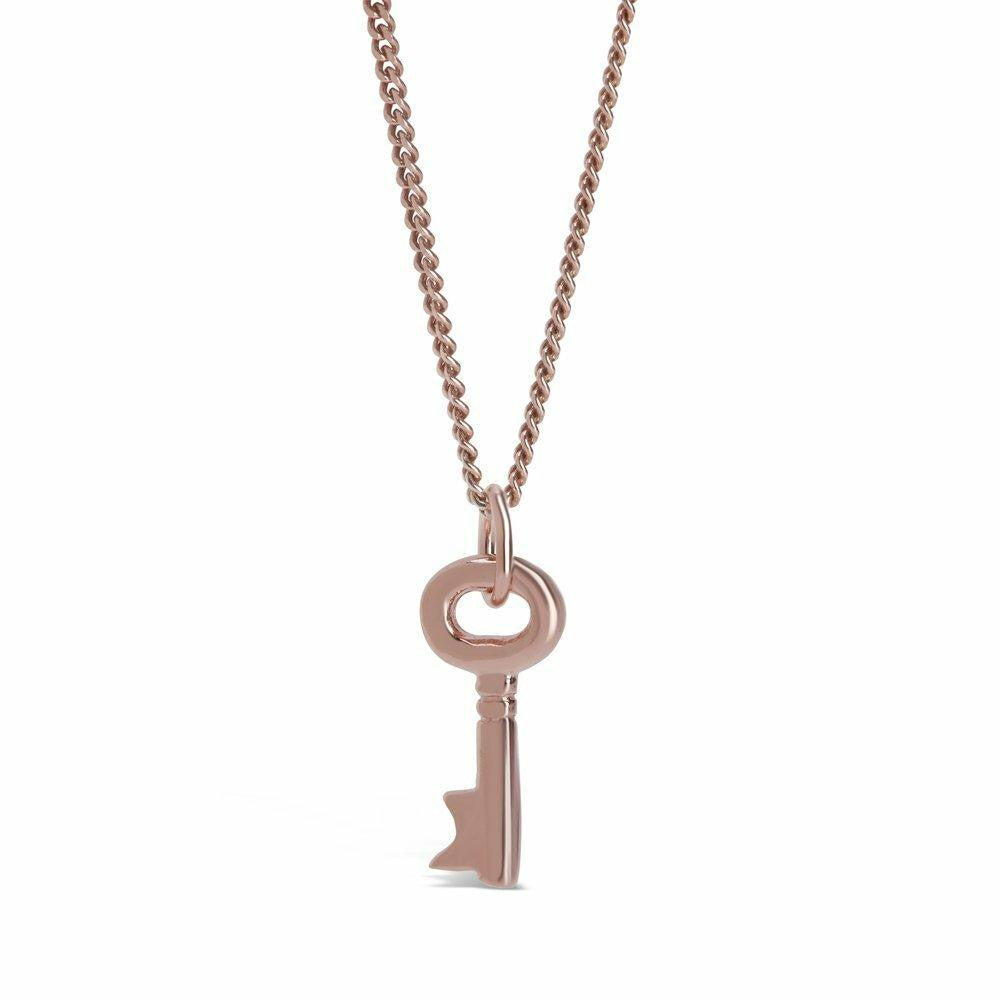 key pendant in rose gold on a white background 