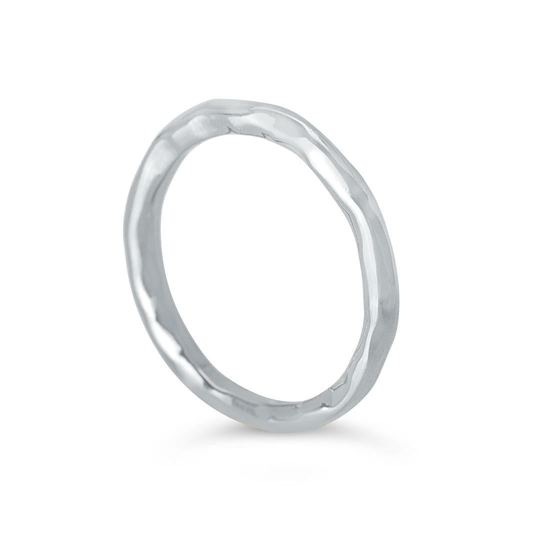 men's hammered ring in silver on a white background