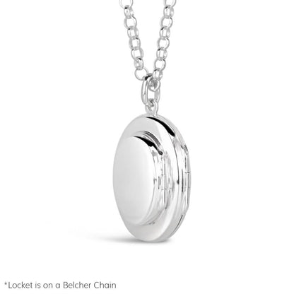 mum locket in silver on a belcher chain 