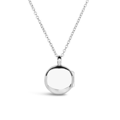 back off silver small round diamond heart locket on a white background