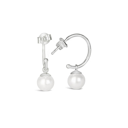 Teardrop Pearl Hoop Earrings | Pink - Silver
