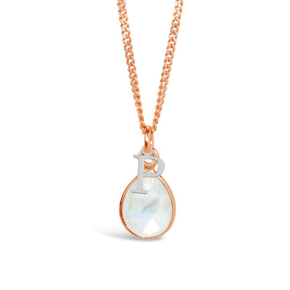 White Quartz Charm Necklace | Rose Gold | April