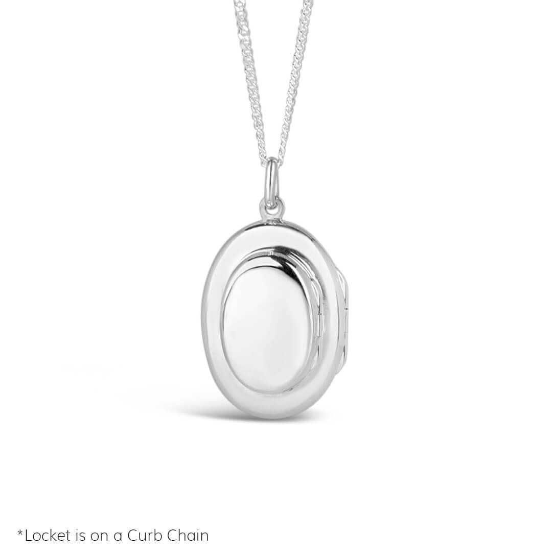 mum locket in silver on a white background