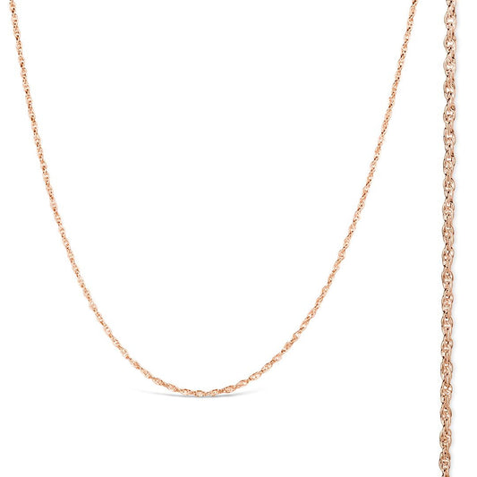 rope chain in rose gold on a white background