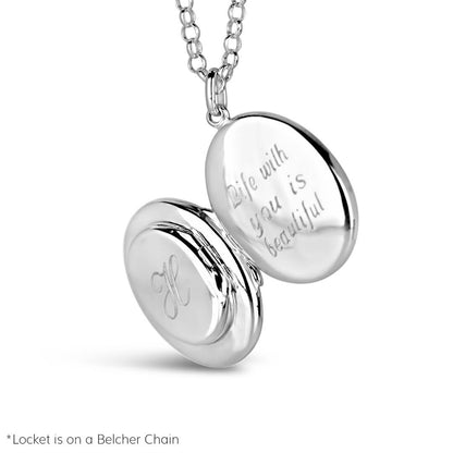 mum locket in silver engraved with messages