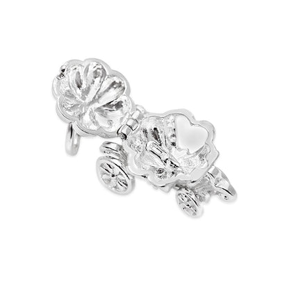 silver carriage charm on a white background