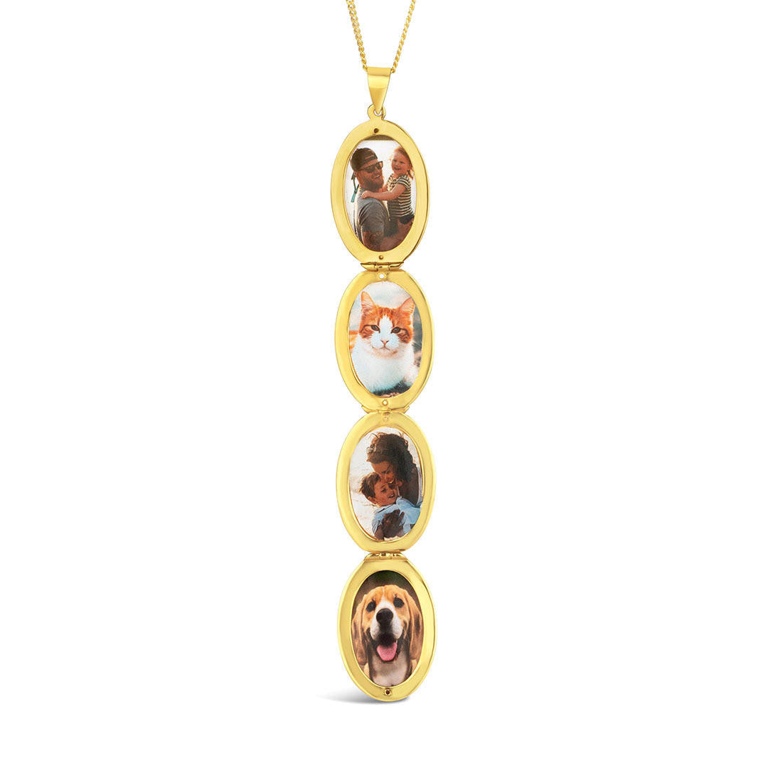 Lily Blanche gold oval shaped locket with four photos