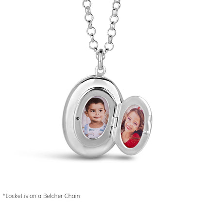 mum locket in silver with two photos inside