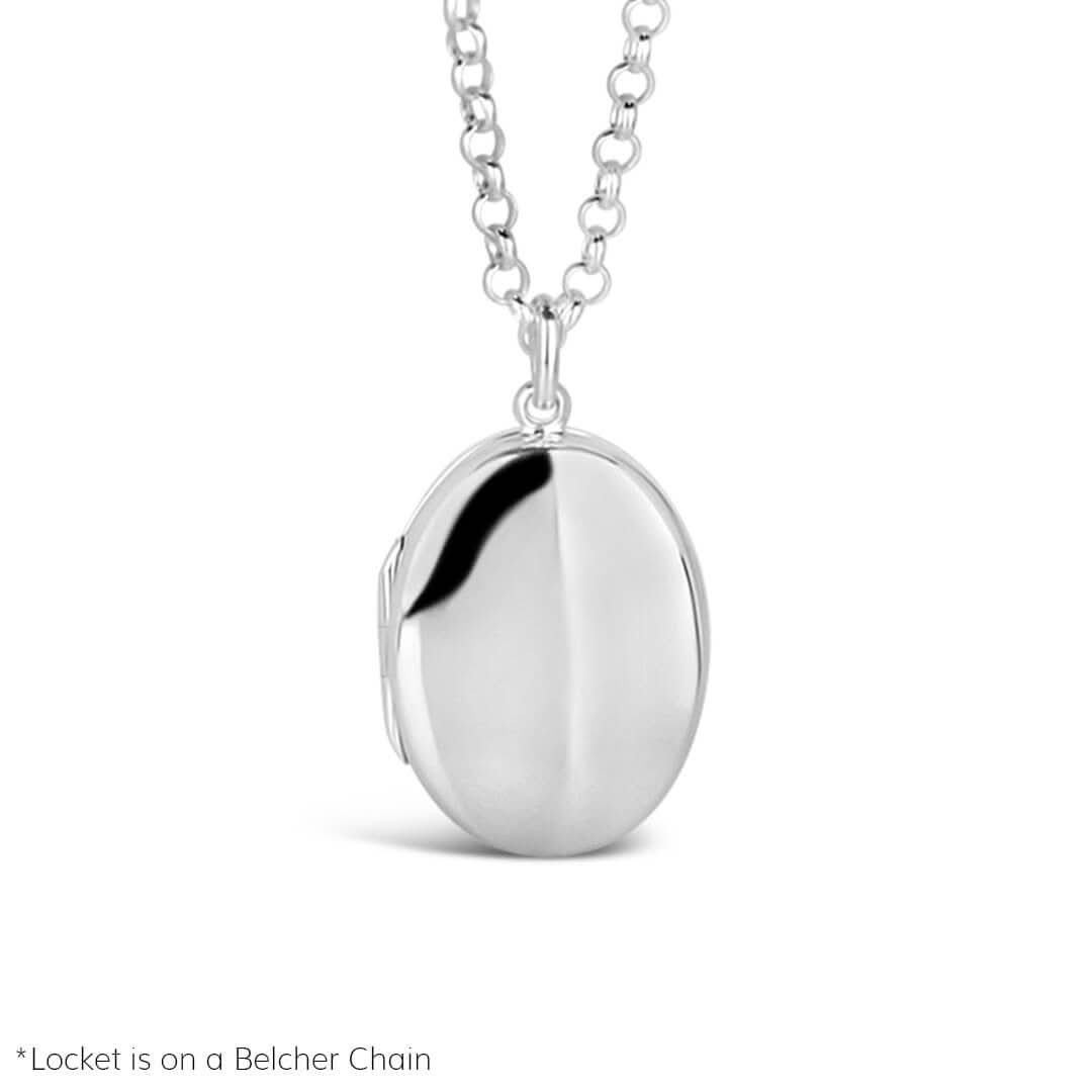 mum locket in silver on a white background