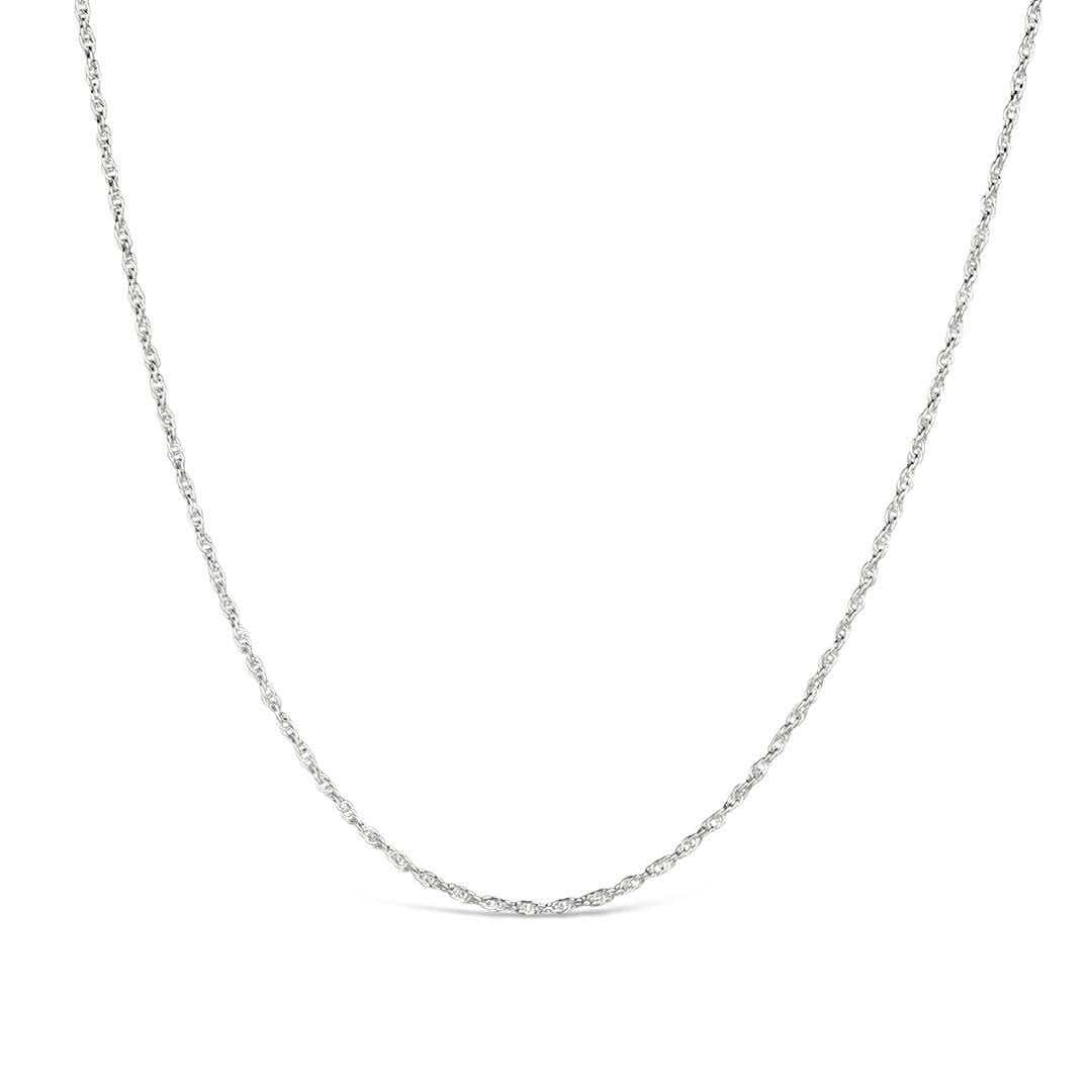 silver rope chain on a white background