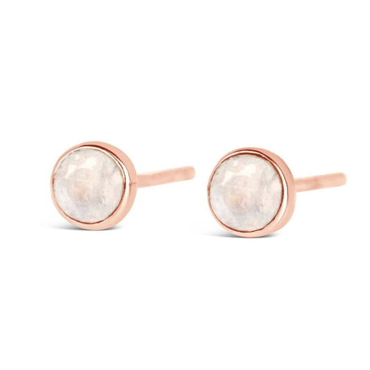 Lily Blanche rose gold moonstone stud earrings