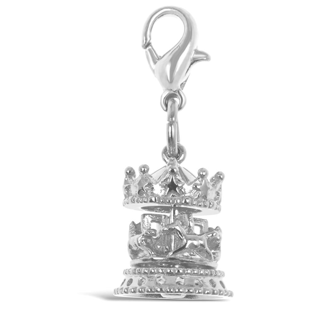 silver carousel magical charm on a white background