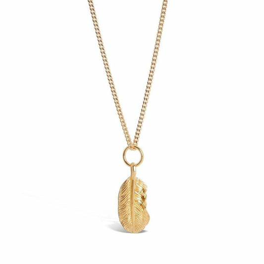 feather pendant in gold on a white background