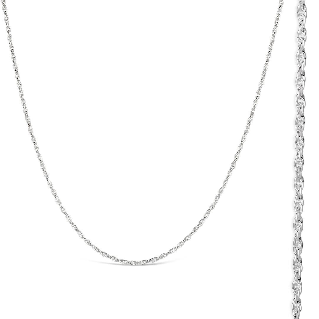 silver rope chain on a white background