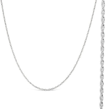 silver rope chain on a white background