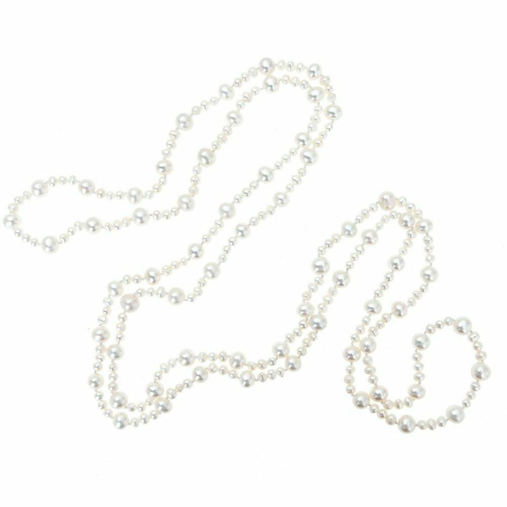 eternal pearl necklace in ivory on a white background