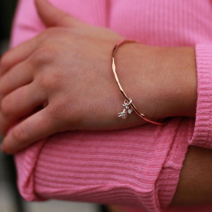 Lily Blanche bee bangle rose gold modelled