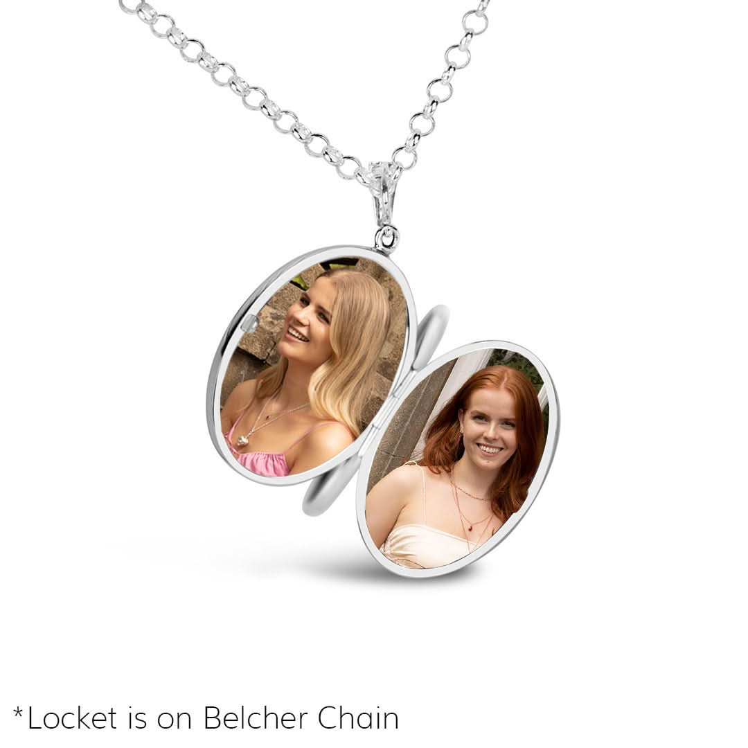 opened Queen Elizabeth four photo locket on a belcher chain