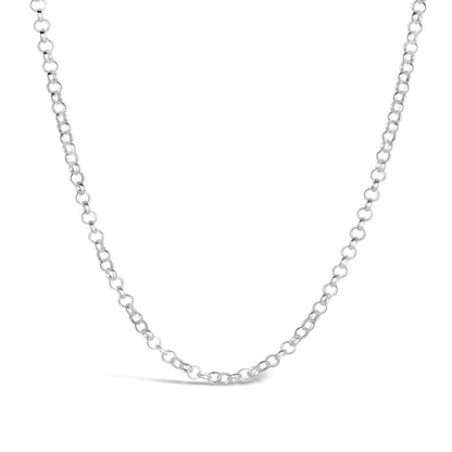 white gold belcher chain on a white background