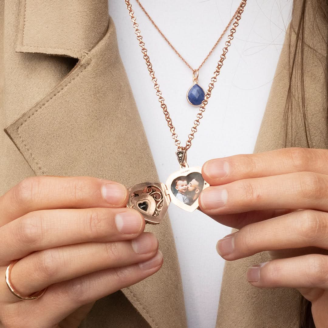 Sapphire Vintage Heart Locket | Rose Gold