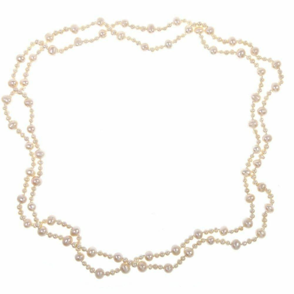 eternal pearl necklace in champagne on a white background 