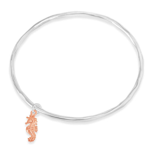 Lily Blanche Seahorse bangle silver/ rose gold