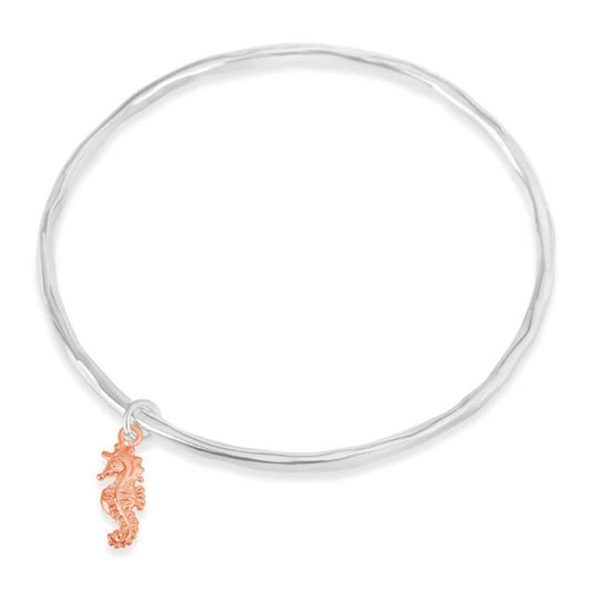 Lily Blanche Seahorse bangle silver/ rose gold