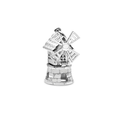 silver magical windmill charm on a white background