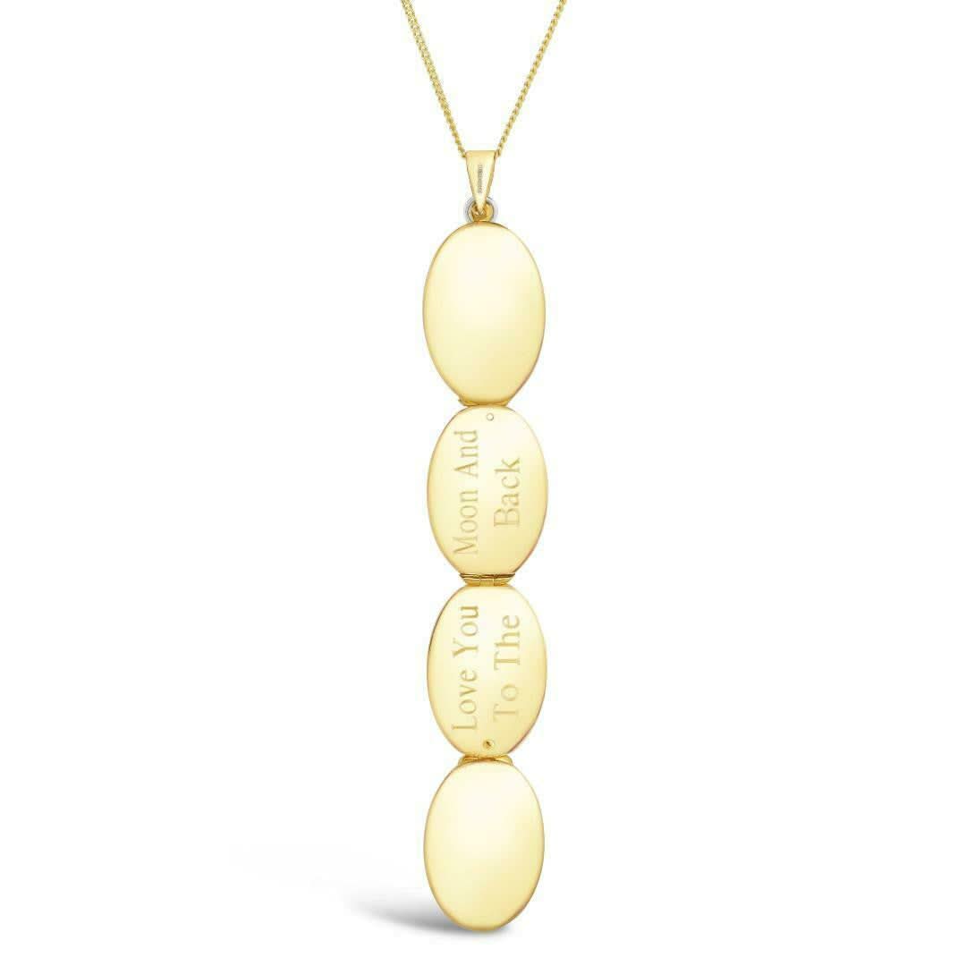Lily Blanche gold oval shaped locket with engraved message