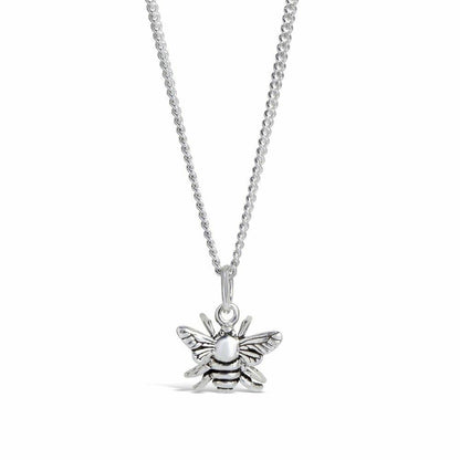 men's bee pendant in silver on a white background