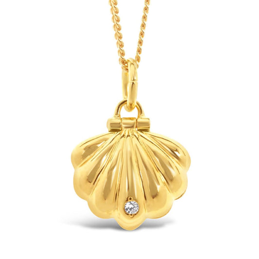 gold magical shell charm necklace